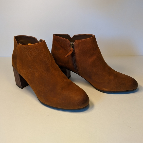 Franco Sarto Shoes - Franco Sarto Tan Suede Zippered Booties Si…